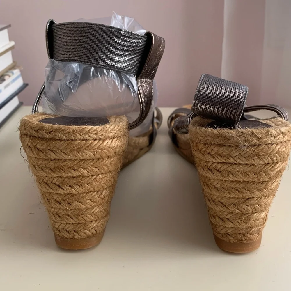 Eric Michael Sandals Women’s EUR Size 41 Metallic Espadrilles Wedges Jute Sling